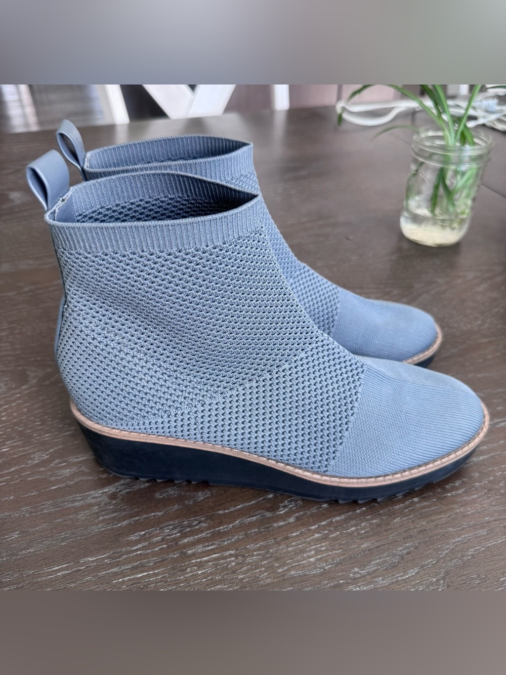 Bandolino Knit Sock Wedge Ankle Boots Women's Size 9.5 gray
